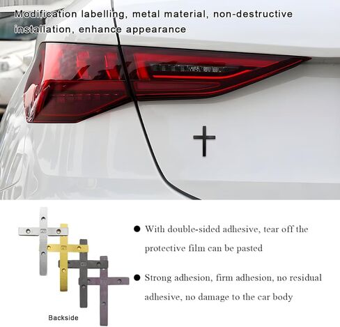 2 PCS Metal Jesus Christ Cross Badge Stickers, 2.5"×1.8" Alloy 3D Individual Car Cross Sticker, Self Adhesive Scratch Covering Metal Cross Car Emblem Decal for Car Body Fender Tail (Silver) in Saudi Arabia