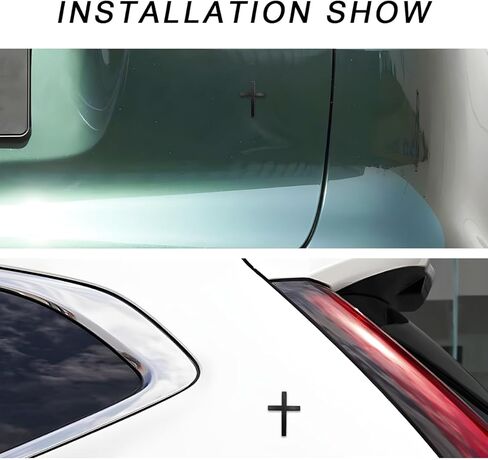 2 PCS Metal Jesus Christ Cross Badge Stickers, 2.5"×1.8" Alloy 3D Individual Car Cross Sticker, Self Adhesive Scratch Covering Metal Cross Car Emblem Decal for Car Body Fender Tail (Silver) in Saudi Arabia