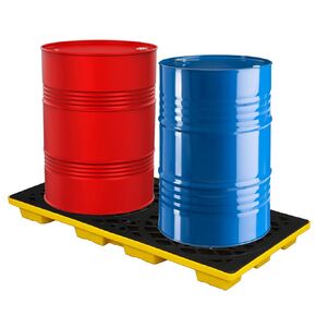 2 Drum Modular Spill Containment Platform with Drain Outlet & Forklift Pockets | 48"x24"x4" Heavy-Duty 2000lbs Capacity | Stackable Leakproof Tray for Garage, Kitchen, Basement & Industrial Storage in Saudi Arabia