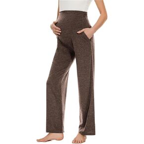 Women's Maternity Pants Pregnancy Wide Leg Trousers Comfy Lounge Pants Loose Fit Pajama Pants Yoga Pants with Pockets in Saudi Arabia