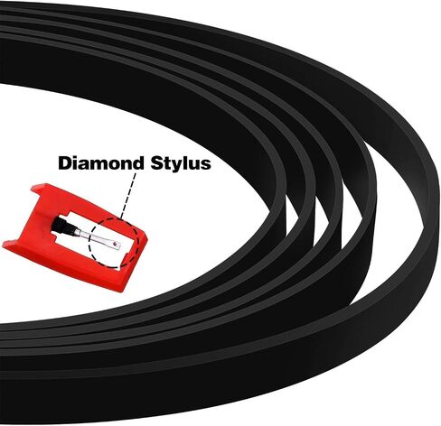 3 Pieces Turntable Belt with 3 Pieces Record Player Needle, Replacement Different Specifications Square Cassette Tape Machine Recorder Rubber Belt Diamond Stylus Replacement Needle for Turntable in Saudi Arabia