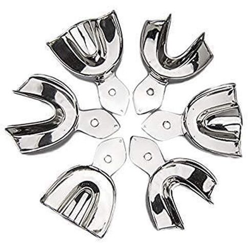 SURGICAL ONLINE Dental Impression Tray Set - Pedo, Stainless Steel, Set of 6, Autoclavable, Non-Slip Grip for Precision in Dentistry in Saudi Arabia