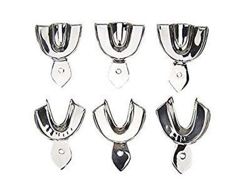 SURGICAL ONLINE Dental Impression Tray Set - Pedo, Stainless Steel, Set of 6, Autoclavable, Non-Slip Grip for Precision in Dentistry in Saudi Arabia