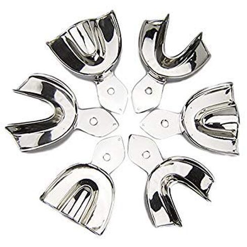 SURGICAL ONLINE Dental Impression Tray Set - Pedo, Stainless Steel, Set of 6, Autoclavable, Non-Slip Grip for Precision in Dentistry in Saudi Arabia