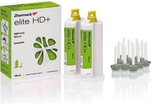 Dental Elite HD+ Light Body Fast Set Hydrophilic 2Pack of 50ml Tube, 12Pack Mixing Tips for Impression Trays -Zhermack in Saudi Arabia