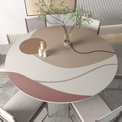 Waterproof PU Leather Round Table Pad - Large 100cm (39in) Dining & Coffee Table Protector Mat, Easy to Clean, Stylish Home Decor, Durable & Functional in Kuwait