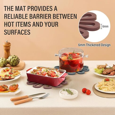 Table mats,Flower-Shaped Coasters,Household Plate mats, Silicone Insulation Pad, Anti-Slip Placemat for Kitchen or Desktop,Scarlet in Saudi Arabia