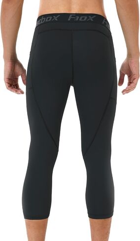 Roadbox Mens 3/4 Compression Pants with Pockets, 1/2 Pack Athletic Running Legging Tights, Workout Basketball Gym Base Layer in Saudi Arabia