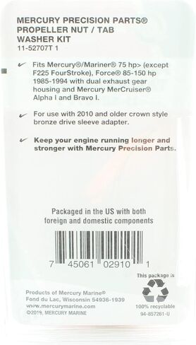 MERCURY OEM Propeller Nut and Tab Washer Kit 11-52707T 1 in Saudi Arabia