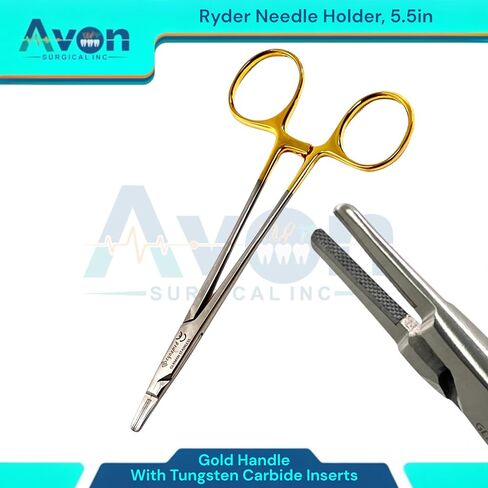 حاملي إبرة Ryder Premium مع Tungsten Carbide Tip إدراج ومقبض Gold Ratcheting | كماشة سائق الإبرة - 5.5in ، 6in ، 7in ، 8in - الفولاذ المقاوم للصدأ الألماني (7in (قطعة واحدة)) in Saudi Arabia