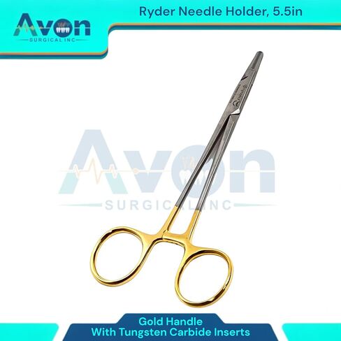 حاملي إبرة Ryder Premium مع Tungsten Carbide Tip إدراج ومقبض Gold Ratcheting | كماشة سائق الإبرة - 5.5in ، 6in ، 7in ، 8in - الفولاذ المقاوم للصدأ الألماني (7in (قطعة واحدة)) in Saudi Arabia