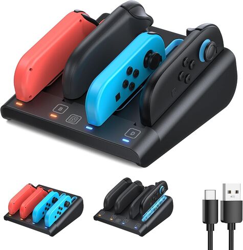 [Switch 1/2 Compatible] FASTSNAIL 8-in-1 Charging Dock for Nintendo Switch2 & Switch/OLED for Joy-Con2, Dual-Direction Magnetic Fast Controller Charger Station Stand for Switch2 Joycon Sega Gear in Saudi Arabia