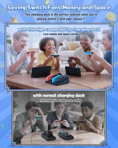 [Switch 1/2 Compatible] FASTSNAIL 8-in-1 Charging Dock for Nintendo Switch2 & Switch/OLED for Joy-Con2, Dual-Direction Magnetic Fast Controller Charger Station Stand for Switch2 Joycon Sega Gear in Saudi Arabia