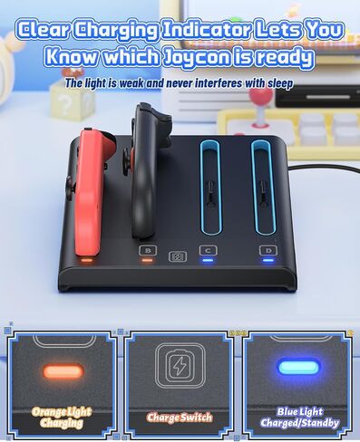 [Switch 1/2 Compatible] FASTSNAIL 8-in-1 Charging Dock for Nintendo Switch2 & Switch/OLED for Joy-Con2, Dual-Direction Magnetic Fast Controller Charger Station Stand for Switch2 Joycon Sega Gear in Saudi Arabia