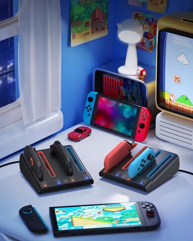 [Switch 1/2 Compatible] FASTSNAIL 8-in-1 Charging Dock for Nintendo Switch2 & Switch/OLED for Joy-Con2, Dual-Direction Magnetic Fast Controller Charger Station Stand for Switch2 Joycon Sega Gear in Saudi Arabia