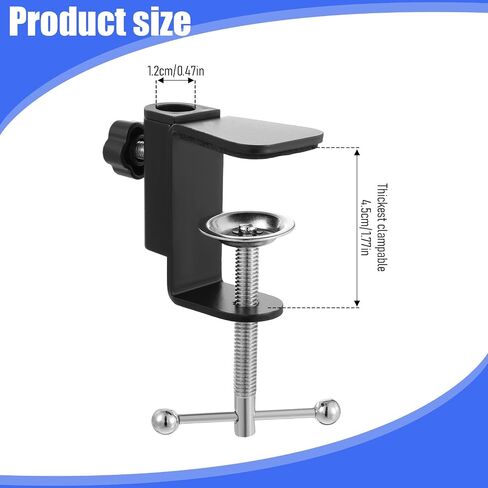 Metal Desk Clamp, 2-IN-1 Table Mount Clamp Black C-Clamp Mic Desk Clamps Mount Holder with Adjustable Screw for Microphone Suspension Boom Scissor Arm Stand Holder, Black in Saudi Arabia