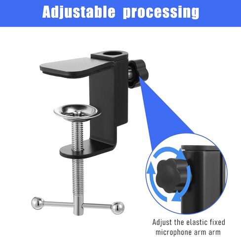 Metal Desk Clamp, 2-IN-1 Table Mount Clamp Black C-Clamp Mic Desk Clamps Mount Holder with Adjustable Screw for Microphone Suspension Boom Scissor Arm Stand Holder, Black in Saudi Arabia