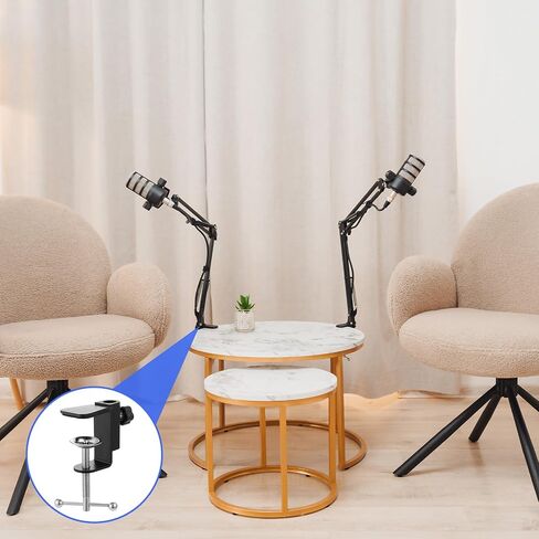 Metal Desk Clamp, 2-IN-1 Table Mount Clamp Black C-Clamp Mic Desk Clamps Mount Holder with Adjustable Screw for Microphone Suspension Boom Scissor Arm Stand Holder, Black in Saudi Arabia