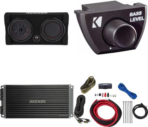 Kicker Comp RT 10 inch 48trtp102 حزمة حزمة إطلاق النار رقيقة مع 47Key5001 ، Bass Knob & amp install kit bundle in Saudi Arabia