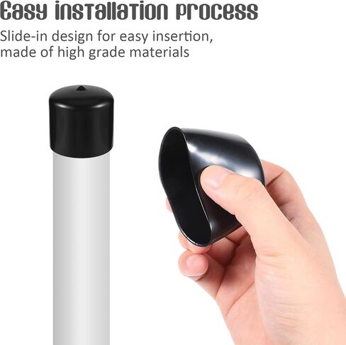 4 PCS Capber End Caps Soft PVC 2 "(50mm) غطاء أنابيب مطاطية متينة غطاء رأس جولة أسود غلاف PVC PLOCTLE in Saudi Arabia