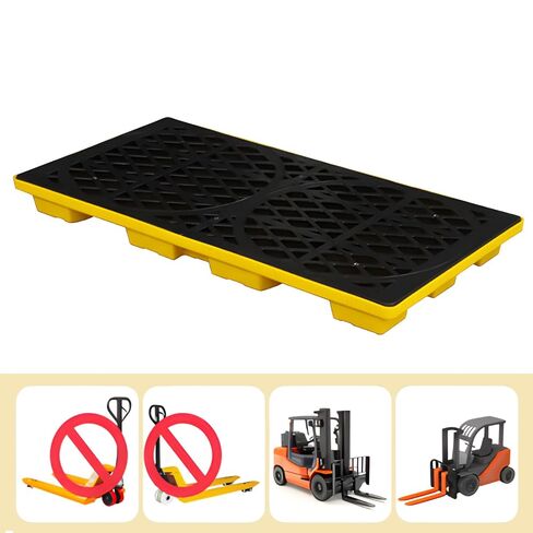 2 Drum Modular Spill Containment Platform with Drain Outlet & Forklift Pockets | 48"x24"x4" Heavy-Duty 2000lbs Capacity | Stackable Leakproof Tray for Garage, Kitchen, Basement & Industrial Storage in Saudi Arabia