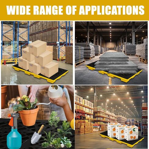2 Drum Modular Spill Containment Platform with Drain Outlet & Forklift Pockets | 48"x24"x4" Heavy-Duty 2000lbs Capacity | Stackable Leakproof Tray for Garage, Kitchen, Basement & Industrial Storage in Saudi Arabia