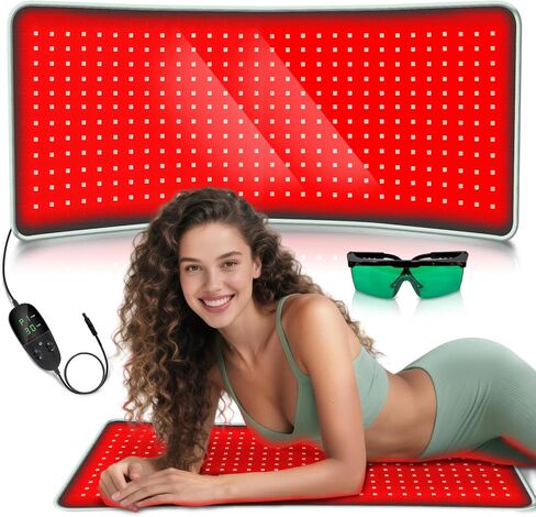 حزام العلاج بالضوء الأحمر بالأشعة تحت الحمراء للجسم - وسادة تسخين 660 نانومتر/850 نانومتر ، حصيرة دعم العضلات في الركبة المحمولة مع النبض التلقائي و 10 هرتز/40 هرتز ، جهاز علاج ضوء LED لمكتب منزل in Kuwait