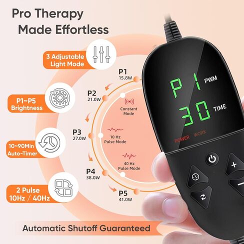 حزام العلاج بالضوء الأحمر بالأشعة تحت الحمراء للجسم - وسادة تسخين 660 نانومتر/850 نانومتر ، حصيرة دعم العضلات في الركبة المحمولة مع النبض التلقائي و 10 هرتز/40 هرتز ، جهاز علاج ضوء LED لمكتب منزل in Kuwait
