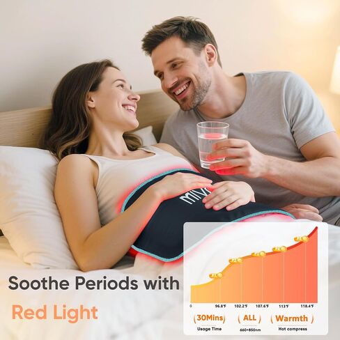 حزام العلاج بالضوء الأحمر بالأشعة تحت الحمراء للجسم - وسادة تسخين 660 نانومتر/850 نانومتر ، حصيرة دعم العضلات في الركبة المحمولة مع النبض التلقائي و 10 هرتز/40 هرتز ، جهاز علاج ضوء LED لمكتب منزل in Kuwait