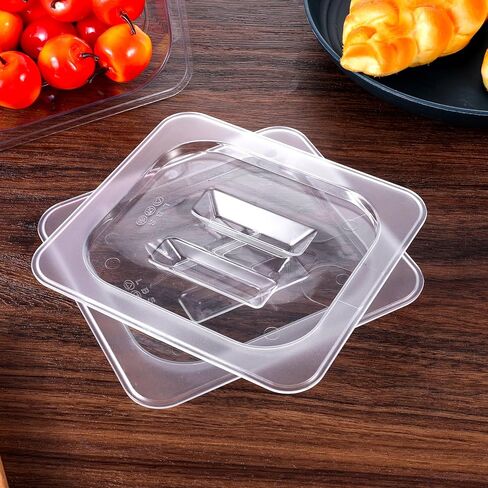 15 Pieces Universal Polycarbonate Food Pan Lids Covers with Handle, 1/6 Size Clear Restaurant Commercial Hotel Steam Food Pan Lid for Breakfasts Fruits Vegetables Beans Corns in Saudi Arabia