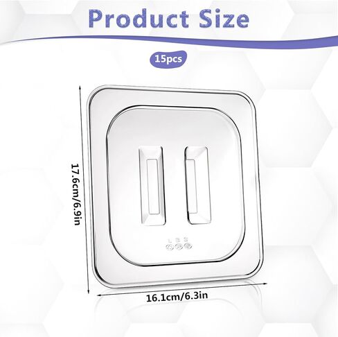 15 Pieces Universal Polycarbonate Food Pan Lids Covers with Handle, 1/6 Size Clear Restaurant Commercial Hotel Steam Food Pan Lid for Breakfasts Fruits Vegetables Beans Corns in Saudi Arabia