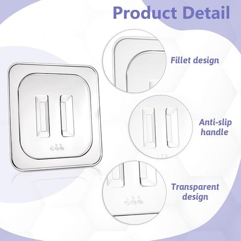 15 Pieces Universal Polycarbonate Food Pan Lids Covers with Handle, 1/6 Size Clear Restaurant Commercial Hotel Steam Food Pan Lid for Breakfasts Fruits Vegetables Beans Corns in Saudi Arabia