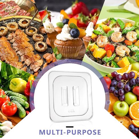 15 Pieces Universal Polycarbonate Food Pan Lids Covers with Handle, 1/6 Size Clear Restaurant Commercial Hotel Steam Food Pan Lid for Breakfasts Fruits Vegetables Beans Corns in Saudi Arabia