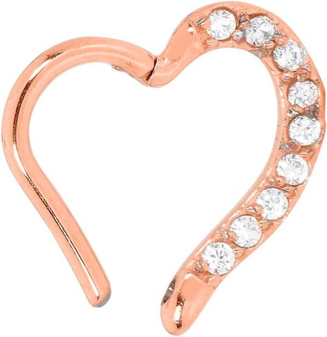 365 Sleepers 316L Surgical Steel Hypoallergenic 16G Love Heart Gem Septum Jewelry Hinged Segment Ring Body Piercing Hoop Lip Rings Helix Cartilage Rook Sleeper Earrings 8mm – 10mm in Saudi Arabia