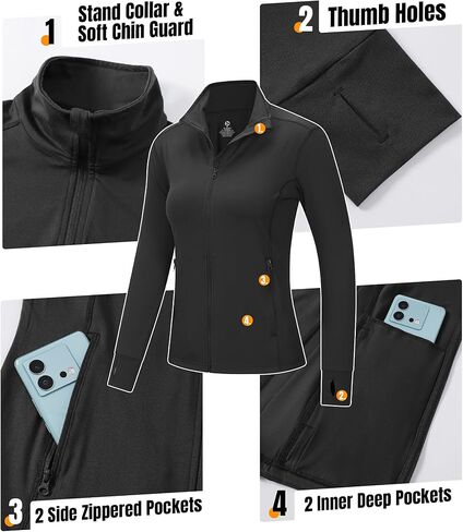 في الهواء الطلق Ventures Full zip up Athletic Stacket Rightweight Running Jacket مع جيوب للمشي لمسافات طويلة اليوغا الصالة الرياضية in Saudi Arabia