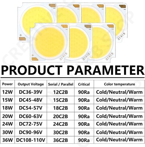 10pcs 12W 15W 18W 20W 24W 30W 36W Bridgelux LED Chip Cold White 6000K Matrix Matrix لـ DIY Sotflight Downlight (4000K ، 12W DC36-39V) in Saudi Arabia