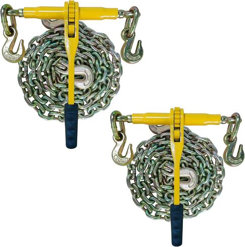 Chain and Binder Kit 5/16in-3/8in，G80 Chains Heavy Duty Ratchet Load Binders，Secure Tie Down Binder for Hauling and Towing,2 Pack in Kuwait