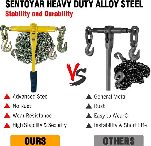 Chain and Binder Kit 5/16in-3/8in，G80 Chains Heavy Duty Ratchet Load Binders，Secure Tie Down Binder for Hauling and Towing,2 Pack in Kuwait