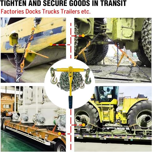 Chain and Binder Kit 5/16in-3/8in，G80 Chains Heavy Duty Ratchet Load Binders，Secure Tie Down Binder for Hauling and Towing,2 Pack in Kuwait