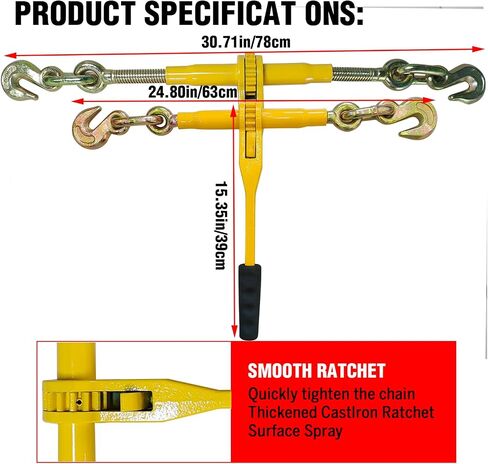 Chain and Binder Kit 5/16in-3/8in，G80 Chains Heavy Duty Ratchet Load Binders，Secure Tie Down Binder for Hauling and Towing,2 Pack in Kuwait