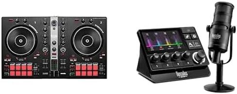 Hercules DJControl Inpulse 300 MK2 & Stream Essential Kit DJ Bundle, Includes Stream 200 XLR and XLR Microphone HXD-700 XLR microphone + 3 Months Voicemod Pro, (OBS, Streamlabs), Compatible with PC On in Kuwait