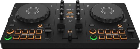 Alphatheta DDJ-FLX2 2-Deck DJ Controller مع Pioneer DM-40D-W 4 "مكبرات الصوت النشط على سطح المكتب الأبيض وكابل Hosa Stereo Breakout in Saudi Arabia
