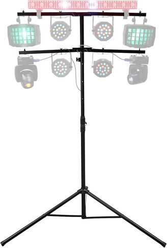 Rockville RVLS-F1 12FT Folding Lighting Tree Stand For 8 Lights, 110LB Capacity, 48" Foldable Lighting Mount Bar, Adjustable Height 95-142", Includes Mounting Hardware, for DJs and Events in Saudi Arabia