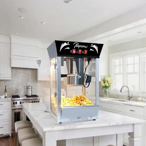 Vintage Popcorn Machine, 12oz Popper Stainless-Steel Kettle & Warming Light, Makes Up to 60 Cups, Ideal for Family Gatherings, Movie Theaters & Amusement Parks, Red in Saudi Arabia