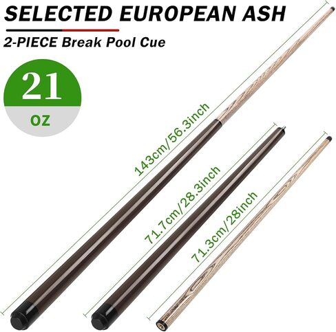 IIQ 21oz 23oz Break Stick Heavy Hitter Breaking Pool Cue Stick Black (21 oz) in Saudi Arabia