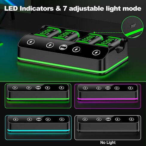 Rechargeable Battery Packs with Charger for Xbox One Controller, Charging Station Dock with 2 x 6200mWh Batteries Pack, Xbox One Charging Accessories Kit for Xbox Series X|S/One S|X/One Elite in Kuwait