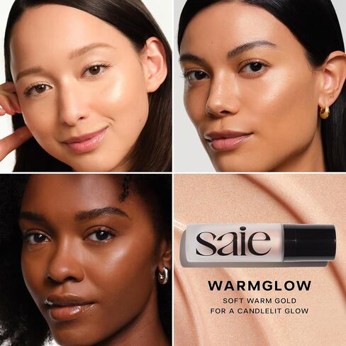 Saie Mini Glowy Super Gel Lightweight Illuminator - Luminizer + Makeup Primer for Glowing Skin - Enriched with Vitamin C + Hydrating Squalane Oil - Starglow (0.5 oz) in Kuwait