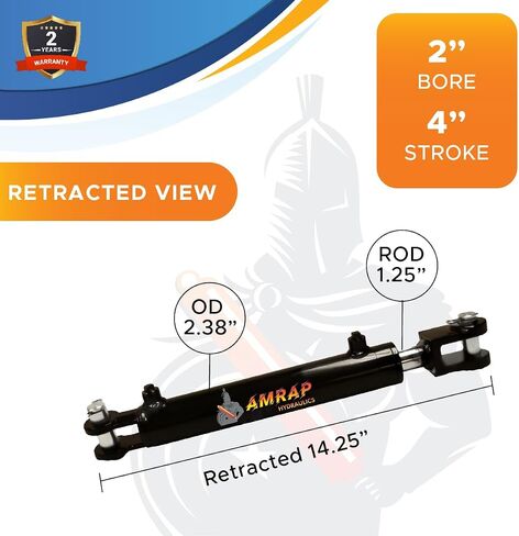 2x6 Hydraulic Cylinder - 2" Bore 6" Stroke Double Acting Welded Clevis Hydraulic Cylinder 3000 PSI Retracted: 16.25", Extended: 22.25", SAE #6 in Kuwait