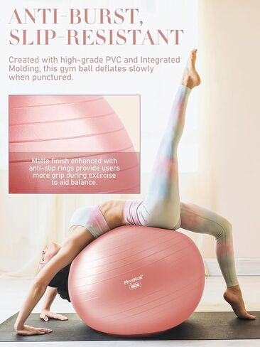 Yoga Ball for Exercise, Pilates Set, 4 Sizes Fitness Ball for Workout, Birthing, Pregnancy, Physical Therapy- Pump Included in Kuwait