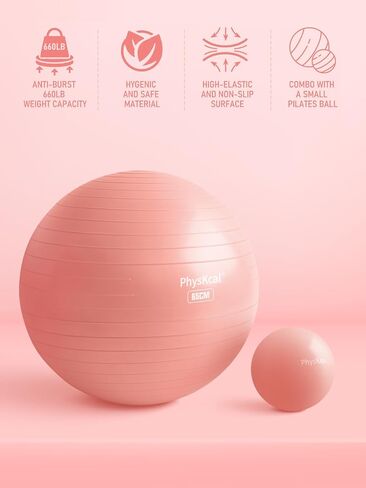 Yoga Ball for Exercise, Pilates Set, 4 Sizes Fitness Ball for Workout, Birthing, Pregnancy, Physical Therapy- Pump Included in Kuwait